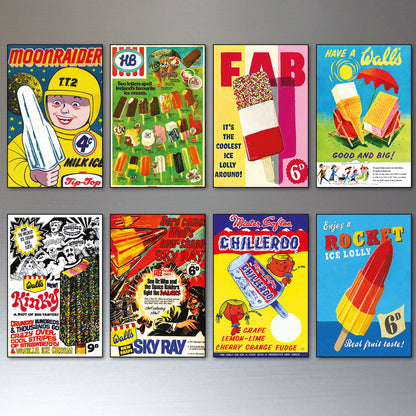 Vintage Ice Lolly & Popsicle Fridge Magnets | Set of 8 | No.1