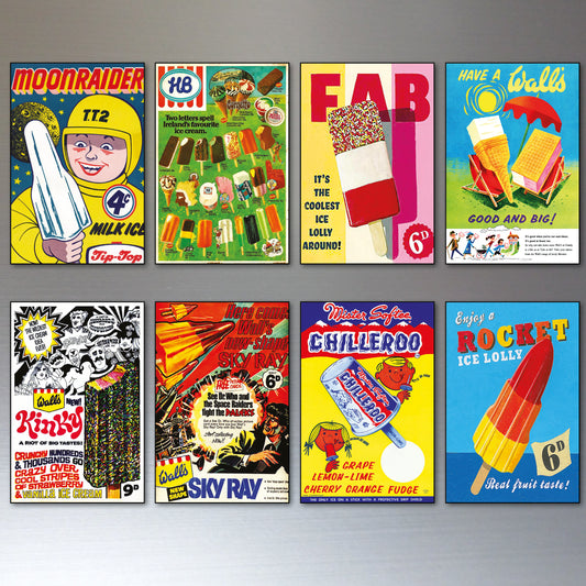 Vintage Ice Lolly & Popsicle Fridge Magnets | Set of 8 | No.1