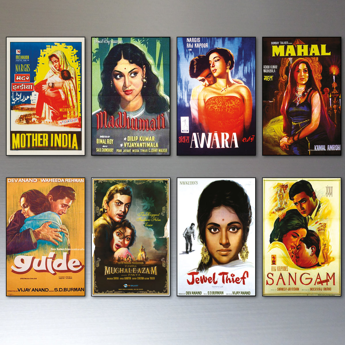 Vintage Bollywood Film Poster Fridge Magnets | Set of 8