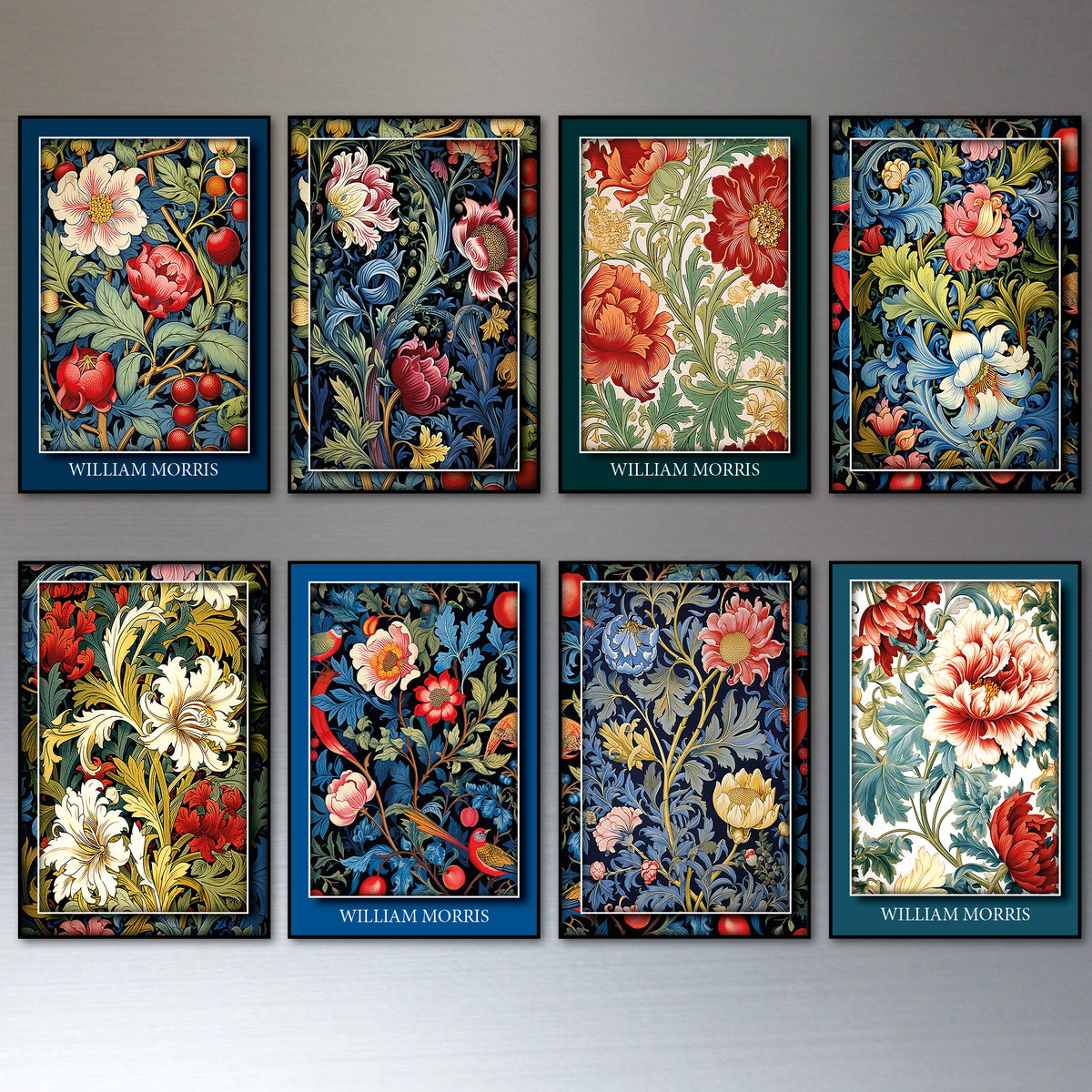 Vintage William Morris Wallpaper Designs Fridge Magnets | Set of 8