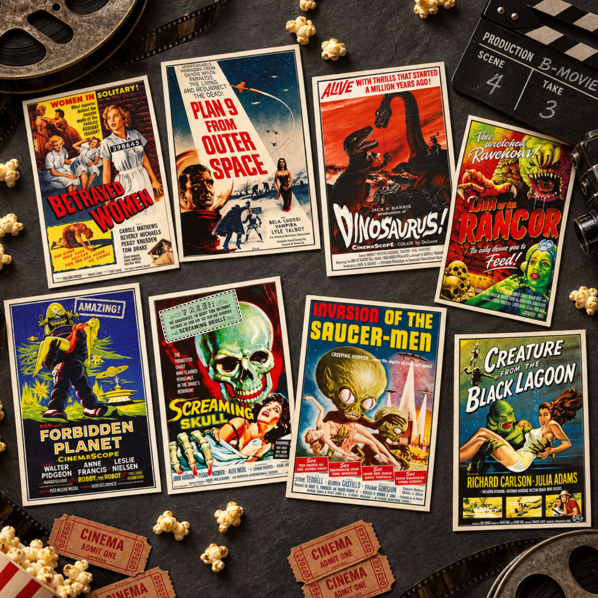 Vintage B-Movie Cinema Poster Postcards | Pack of 8 | No.2