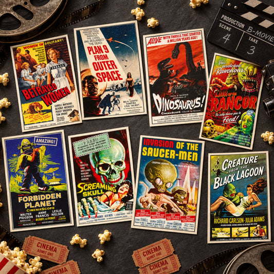 Vintage B-Movie Cinema Poster Postcards | Pack of 8 | No.2