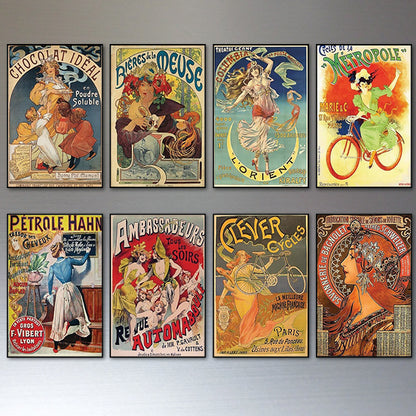 Vintage Art Nouveau Set of 8 Fridge Magnets | Alphonse Mucha | No.1