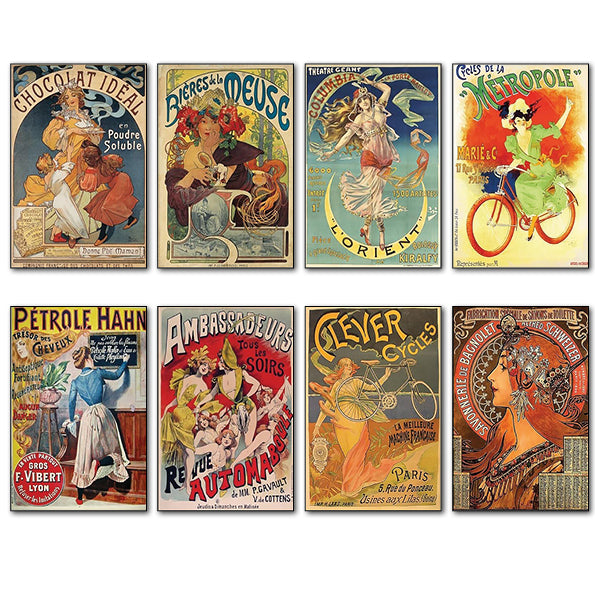 Vintage Art Nouveau Set of 8 Fridge Magnets | Alphonse Mucha | No.1