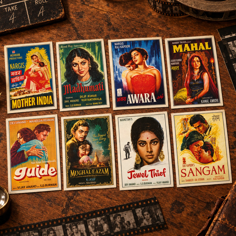 Vintage Bollywood Film Poster Postcards | Set of 8