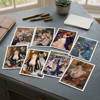 Renoir Impressionist Art Paintings | Pack of 8 Postcards