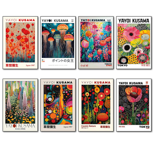 Yayoi Kusama Japanese Pop Art Fridge Magnets | Set of 8