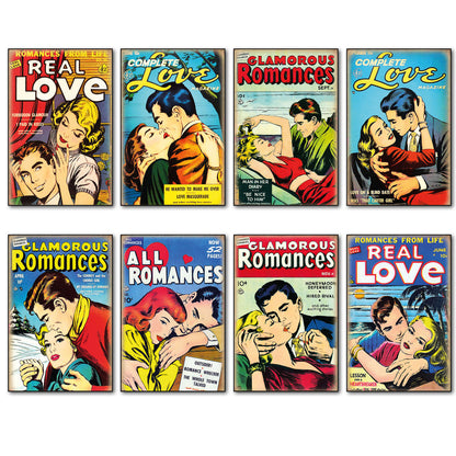 Pop Art Comic Book Strip Romance Vintage | Set of 8 | No.1