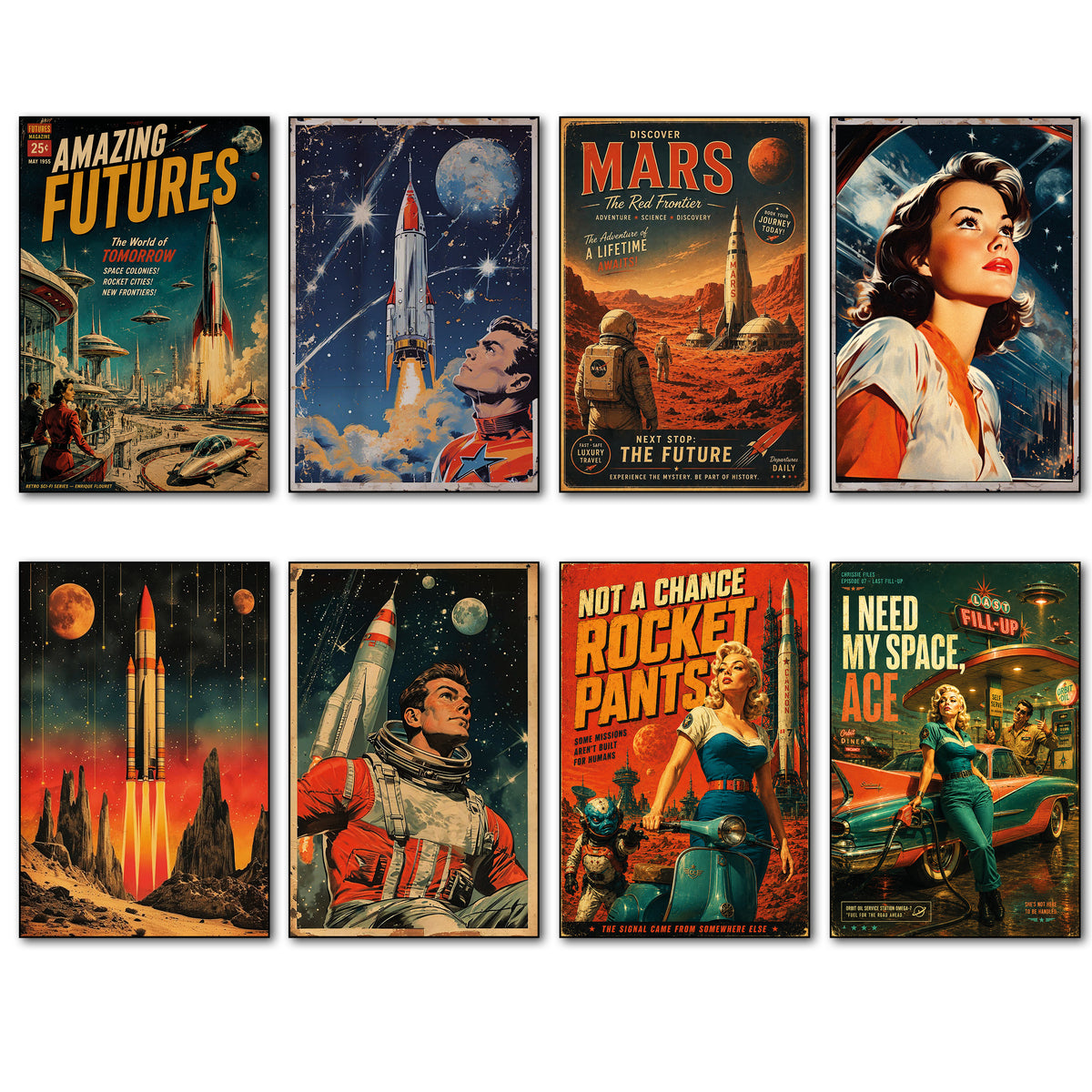 Vintage Sci-Fi Comic Book Fridge Magnets | Set of 8 | no.14