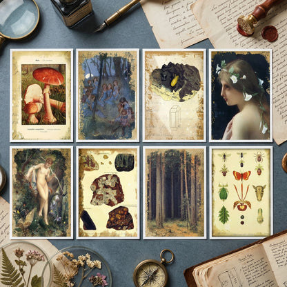 Victorian Pagan Wiccan Crystal Enchanted Woodland | Postcard Pack of 8 | No.1