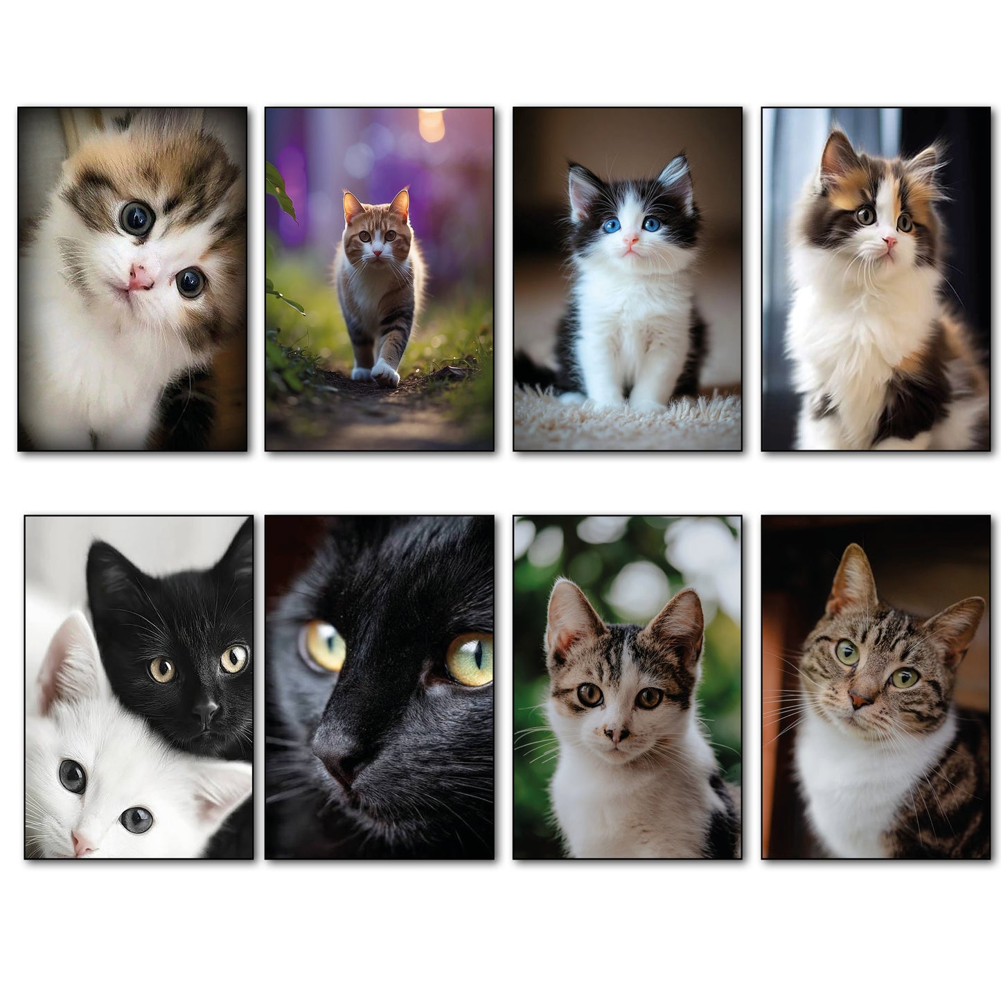 Cute Cat Fridge Magnets | Set of 8 | No.1
