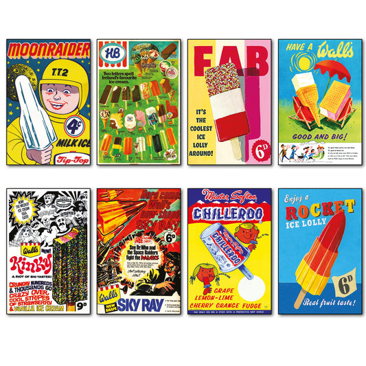 Vintage Ice Lolly & Popsicle Fridge Magnets | Set of 8 | No.1