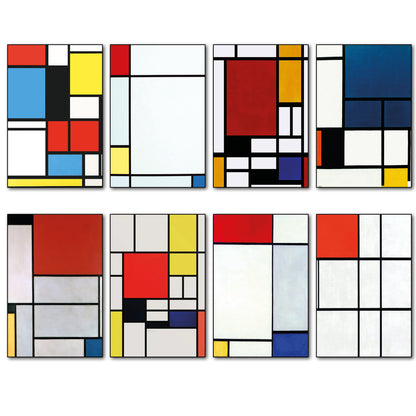 Mondrian Neo-Plasticism Abstract Art Fridge Magnets | Set of 8
