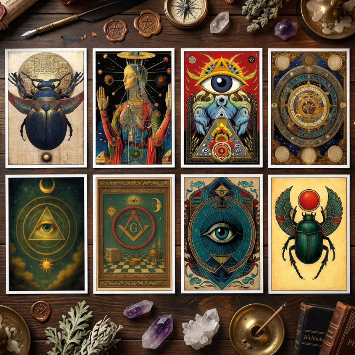 Vintage Mystic Cosmic Zodiac & Evil Eye Postcards | Pack of 8