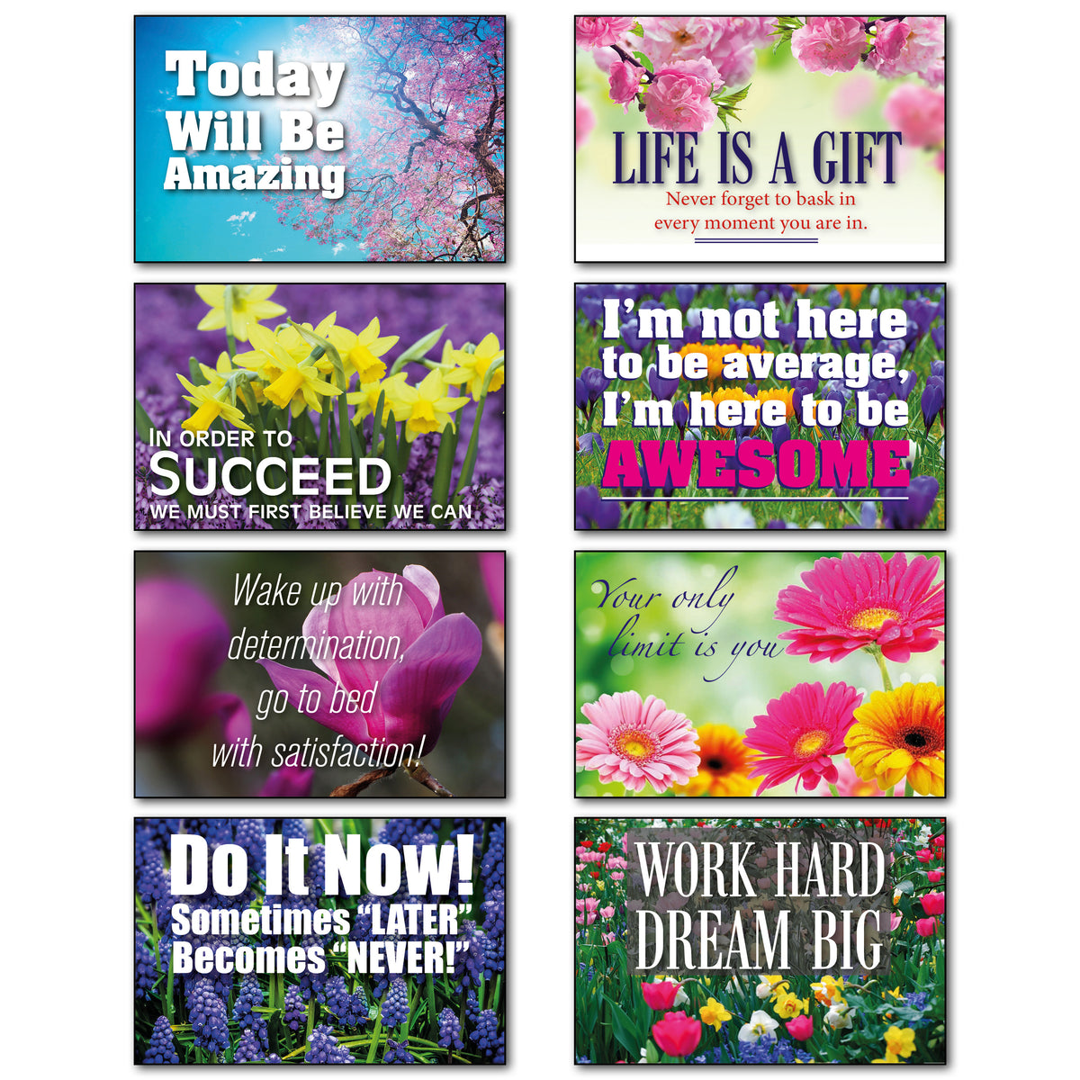 Vintage Inspirational Quote Fridge Magnets Set of 8 | Motivational Gift | No.3