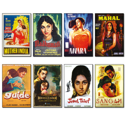 Vintage Bollywood Film Poster Fridge Magnets | Set of 8
