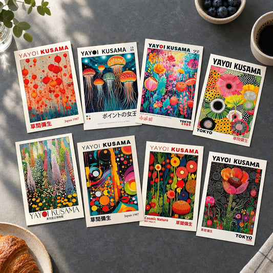 Yayoi Kusama-Inspired Polka Dot Art Postcards | Pack of 8