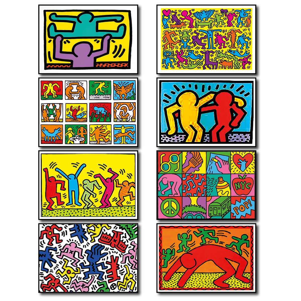 Keith Haring Graffiti Pop Art Fridge Magnets | Set of 8 | No.1