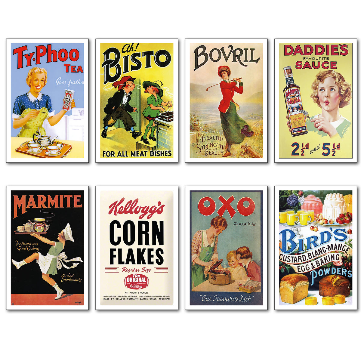Vintage British Grocery Advertisement Fridge Magnets | Set of 8