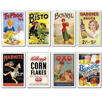 Vintage British Grocery Advertisement Fridge Magnets | Set of 8