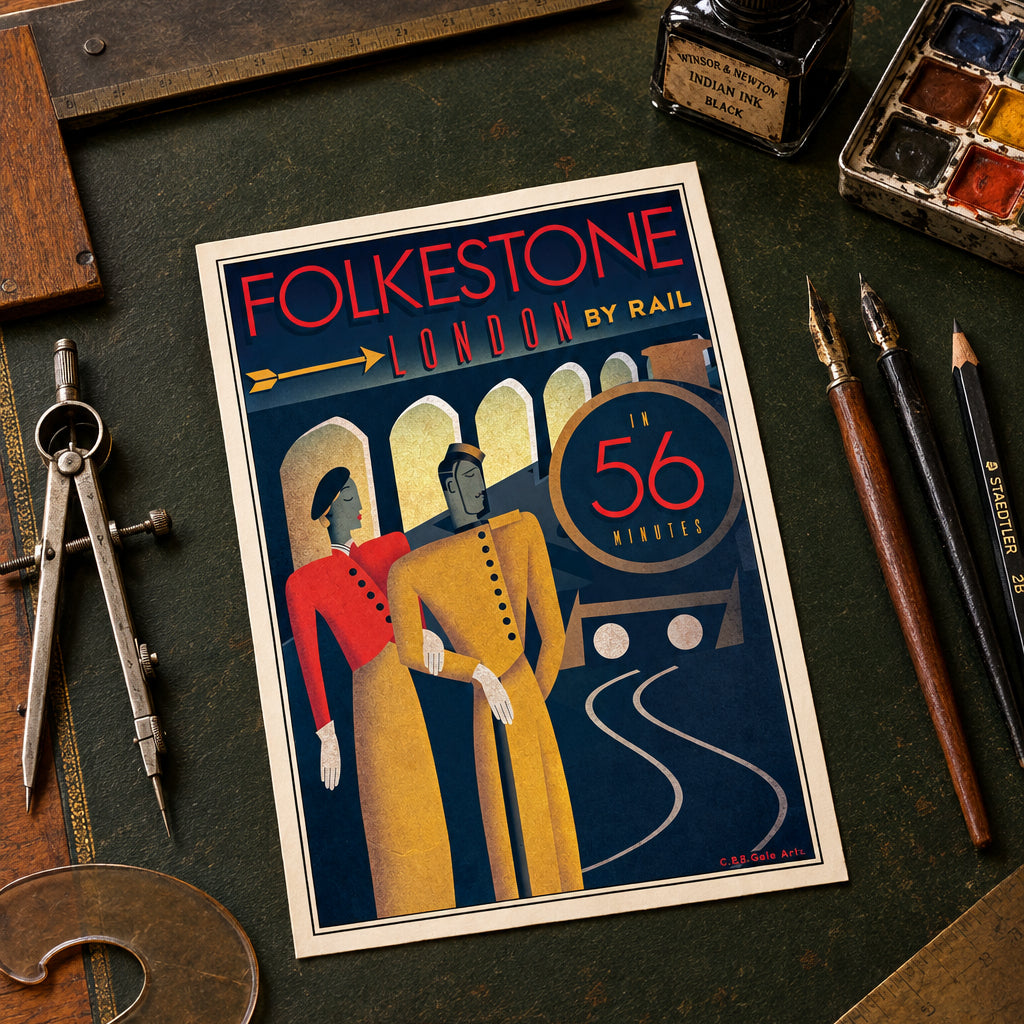 Vintage Art Deco Design & Travel Poster Postcards | Set of 8