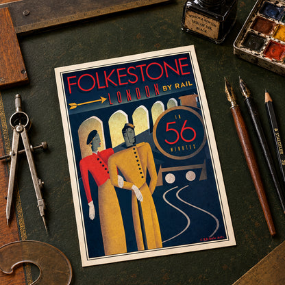 Vintage Art Deco Design & Travel Poster Postcards | Set of 8