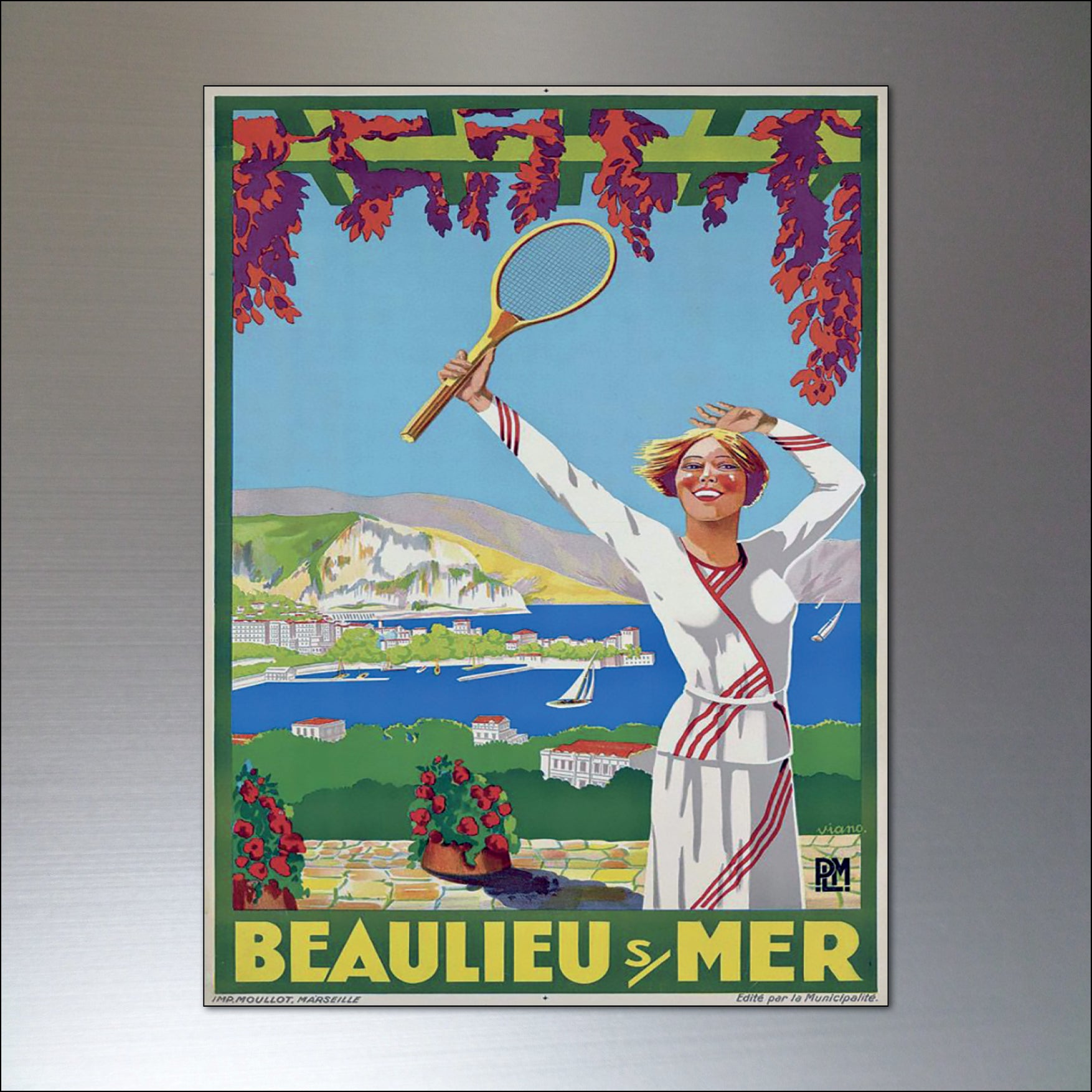 Set of 8 vintage tennis poster fridge magnets by Bubbadoodoo, featuring colorful retro tennis imagery for refrigerator decor.
