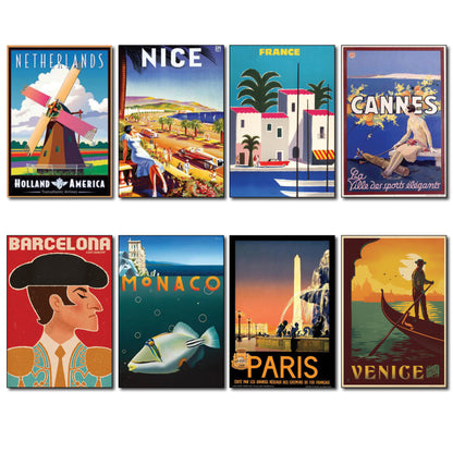 Vintage Travel Poster Fridge Magnets | Set of 8 | No.3