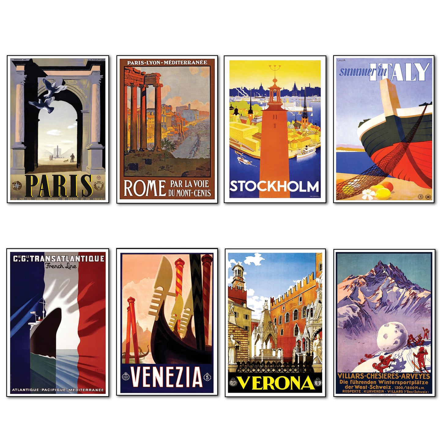 Vintage Travel Poster Fridge Magnets | Set of 8 | No.2