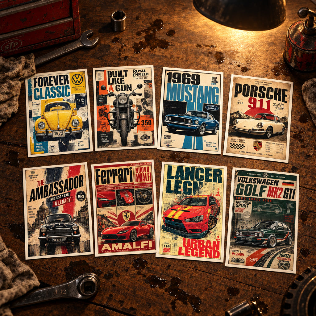 Vintage Classic Car Postcards | Pack of 8