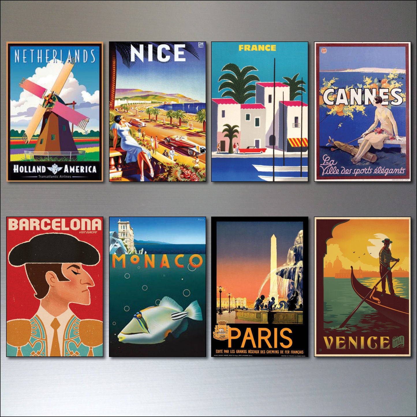 Vintage Travel Poster Fridge Magnets | Set of 8 | No.3