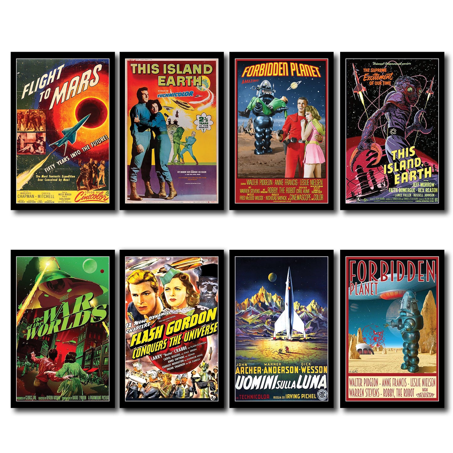 Classic B Movie Film Poster Fridge Magnets | Set of 8 | No.5