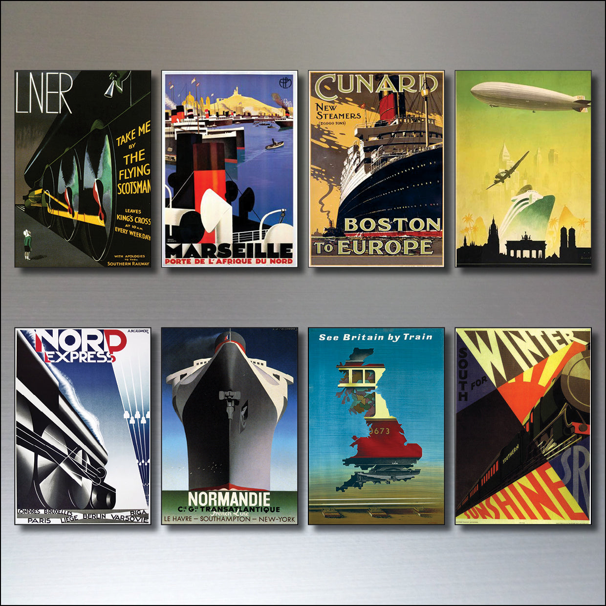 Vintage Travel Poster Fridge Magnets | Set of 8 | No.1