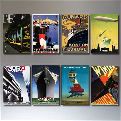 Vintage Travel Poster Fridge Magnets | Set of 8 | No.1