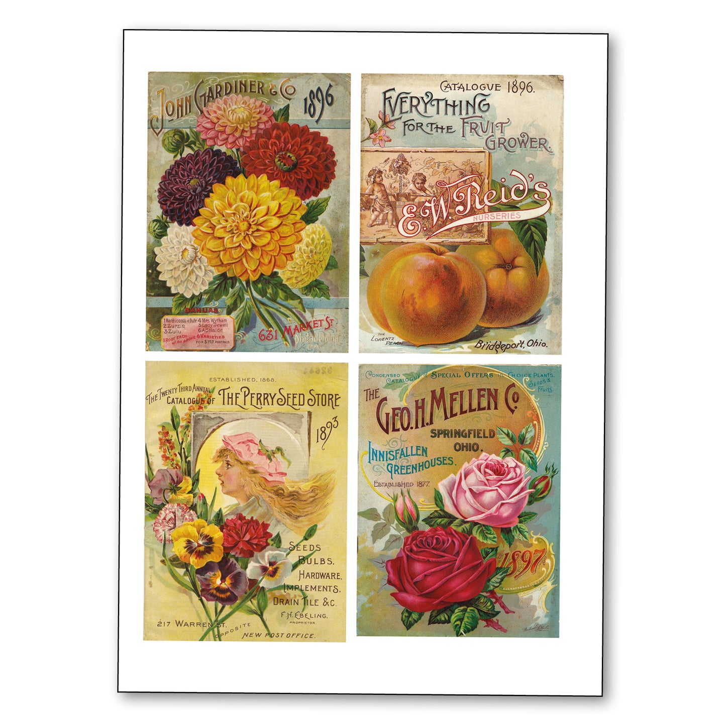 Victorian Seed Packet Art | Self-Adhesive A4 Craft Sheets | Set of 4