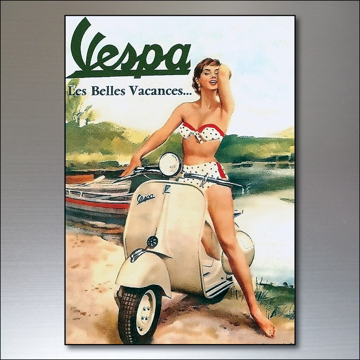 Vespa & Lambretta Vintage Scooter Poster | Fridge Magnets | Set of 8