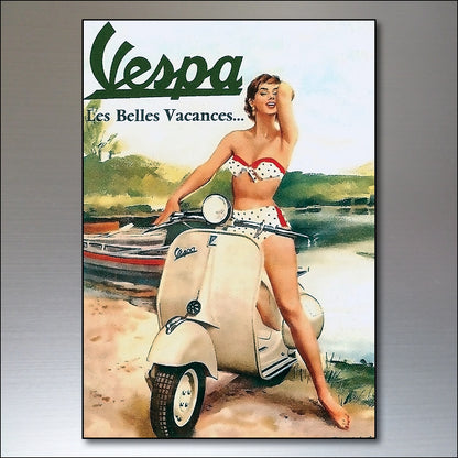 Vespa & Lambretta Vintage Scooter Poster | Fridge Magnets | Set of 8