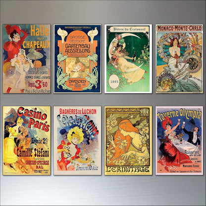 Art Nouveau Fridge Magnets | Set of 8 | No.3