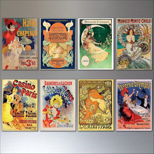 Art Nouveau Fridge Magnets | Set of 8 | No.3
