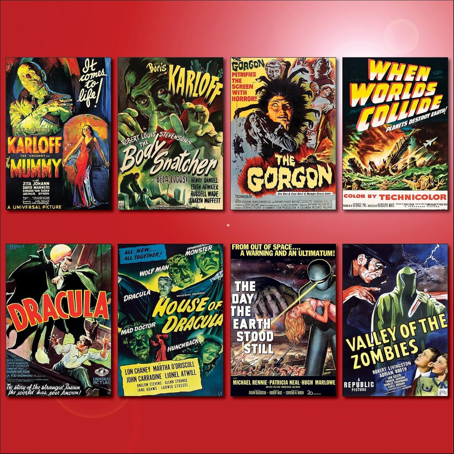 Classic B Movie Film Poster Fridge Magnets | Set of 8 | No.3