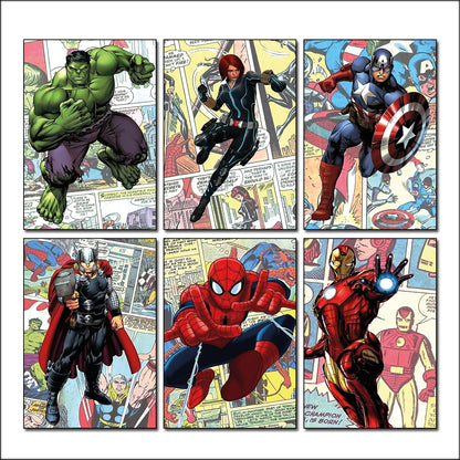 Vintage Superhero & Villain Fridge Magnets | Set of 6 | No.3