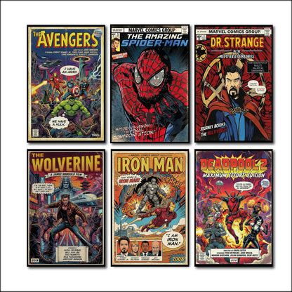 Vintage Superhero & Villain Fridge Magnets Set of 6 | Comic Book Retro Gift | No.7