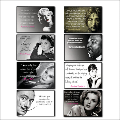 Vintage Celebrity Inspirational Quote Fridge Magnets Set of 8 | Motivational Gift | No.1