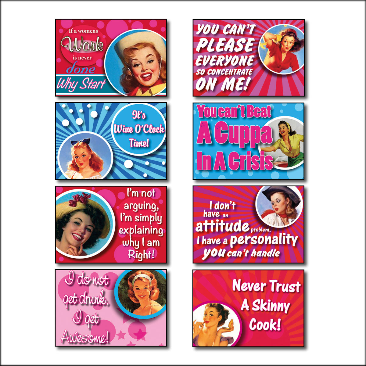 Fridge magnets Set 0f 8 Inspirational humorous funny Quotes Fridge Magnets No.1