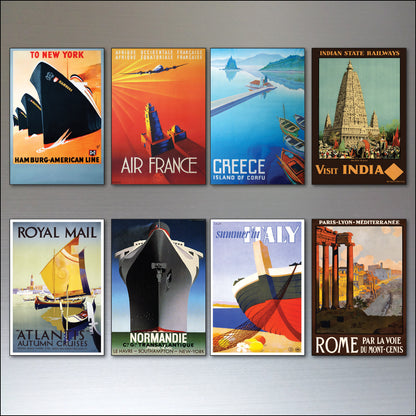 Vintage Travel Poster Fridge Magnets | Set of 8 | No.5