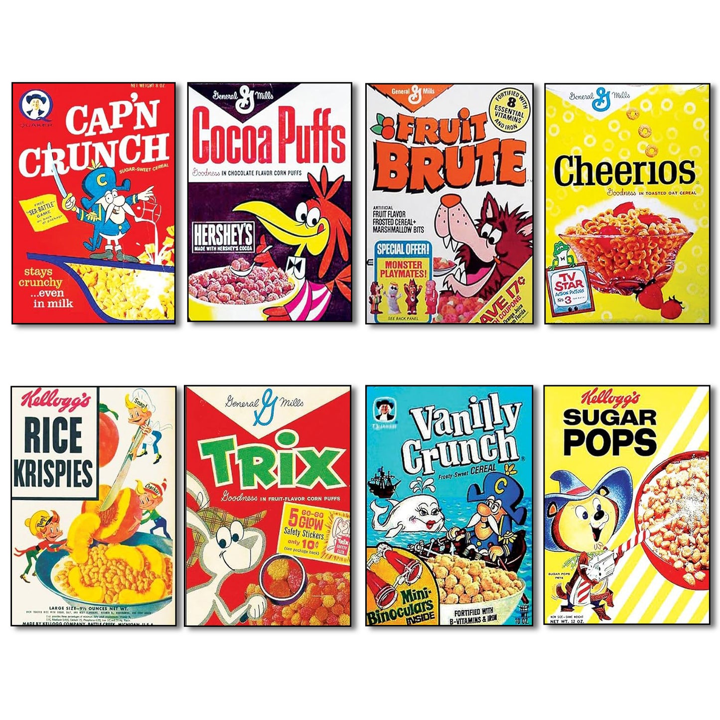 Vintage Cereal Box Fridge Magnets | Set of 8 | No.2