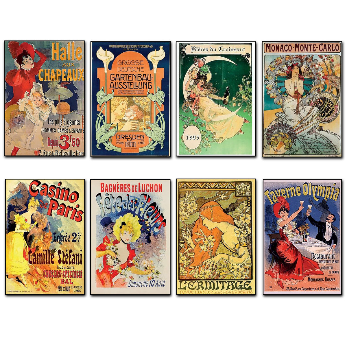 Art Nouveau Fridge Magnets | Set of 8 | No.3