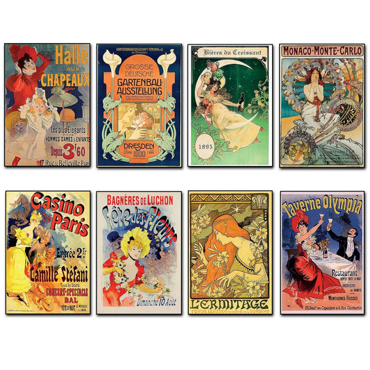 Art Nouveau Fridge Magnets | Set of 8 | No.3