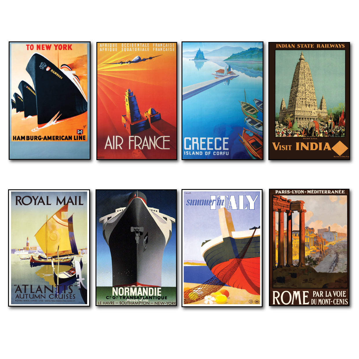 Vintage Travel Poster Fridge Magnets | Set of 8 | No.5