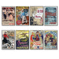 Set of 8 French vintage bohemian advert fridge magnets by Bubbadoodoo, colorful and decorative retro magnet collection.